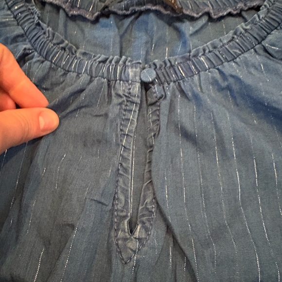 White House Black Market Blue Peasant Top - Picture 7 of 8